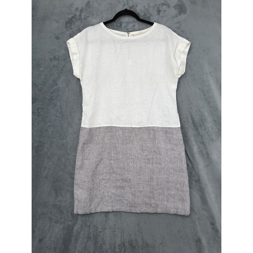 Garnet Hill Dress Womens Size M Colorblock Linen Quiet Luxury Shift Office Mini